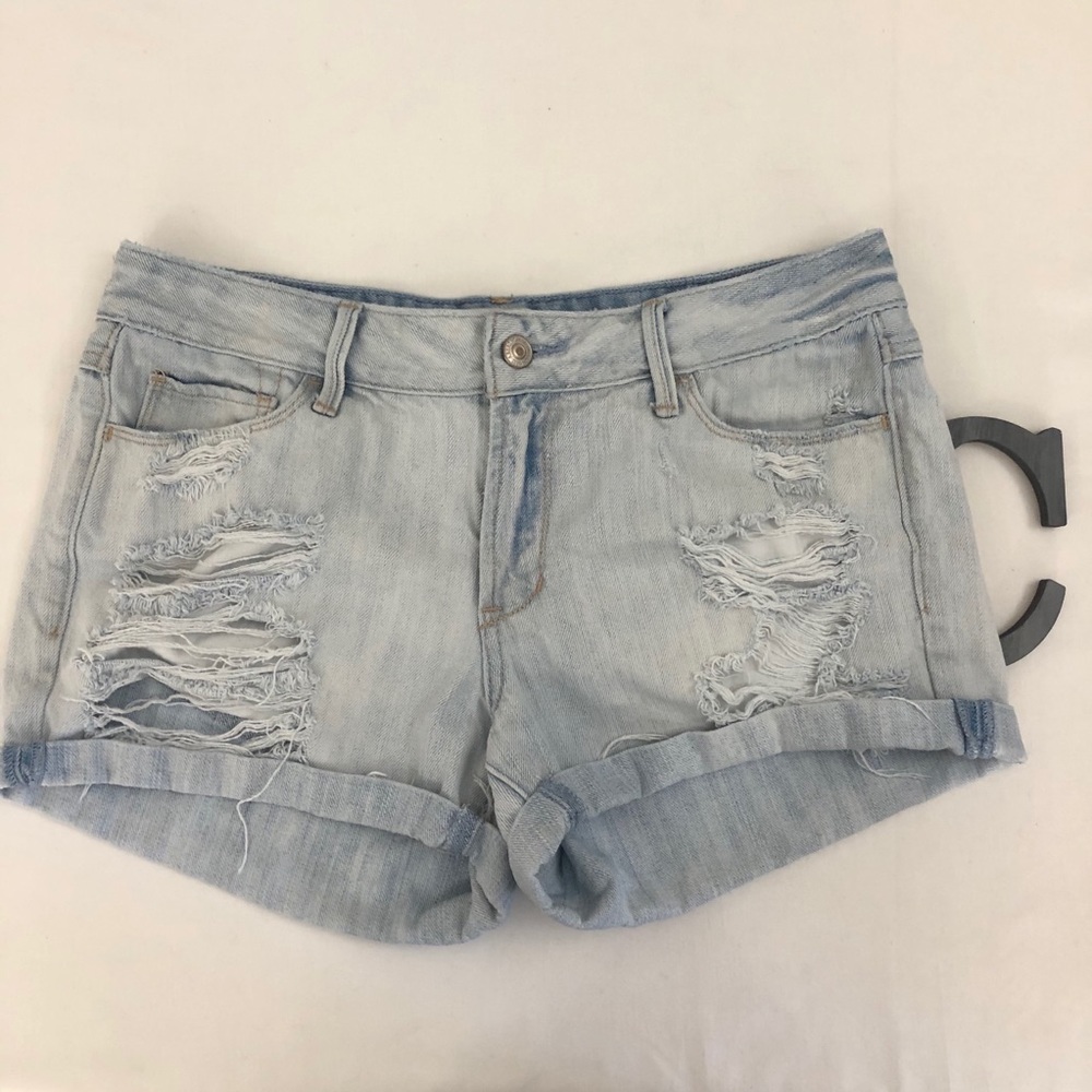 ABERCROMBIE & FITCH Sz 8 Cuffed Hem Jean Shorts